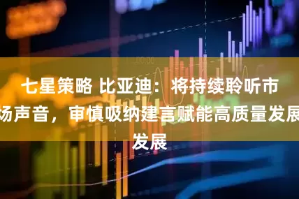 七星策略 比亚迪：将持续聆听市场声音，审慎吸纳建言赋能高质量发展